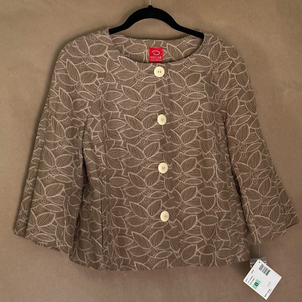 NWT Oscar de la Renta cropped jacquard coat Size 8